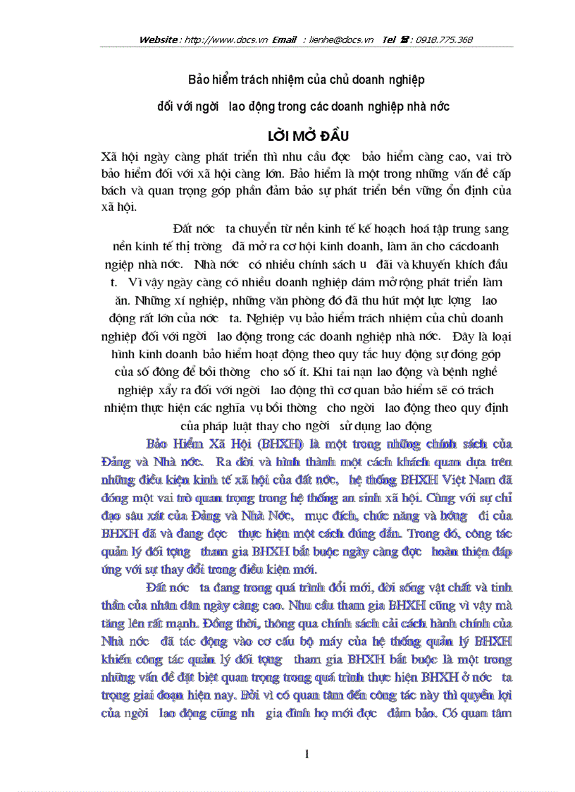 Bảo hiểm trách nhiệm của chủ doanh nghiệp đối với người lao động trong các doanh nghiệp nhà nước