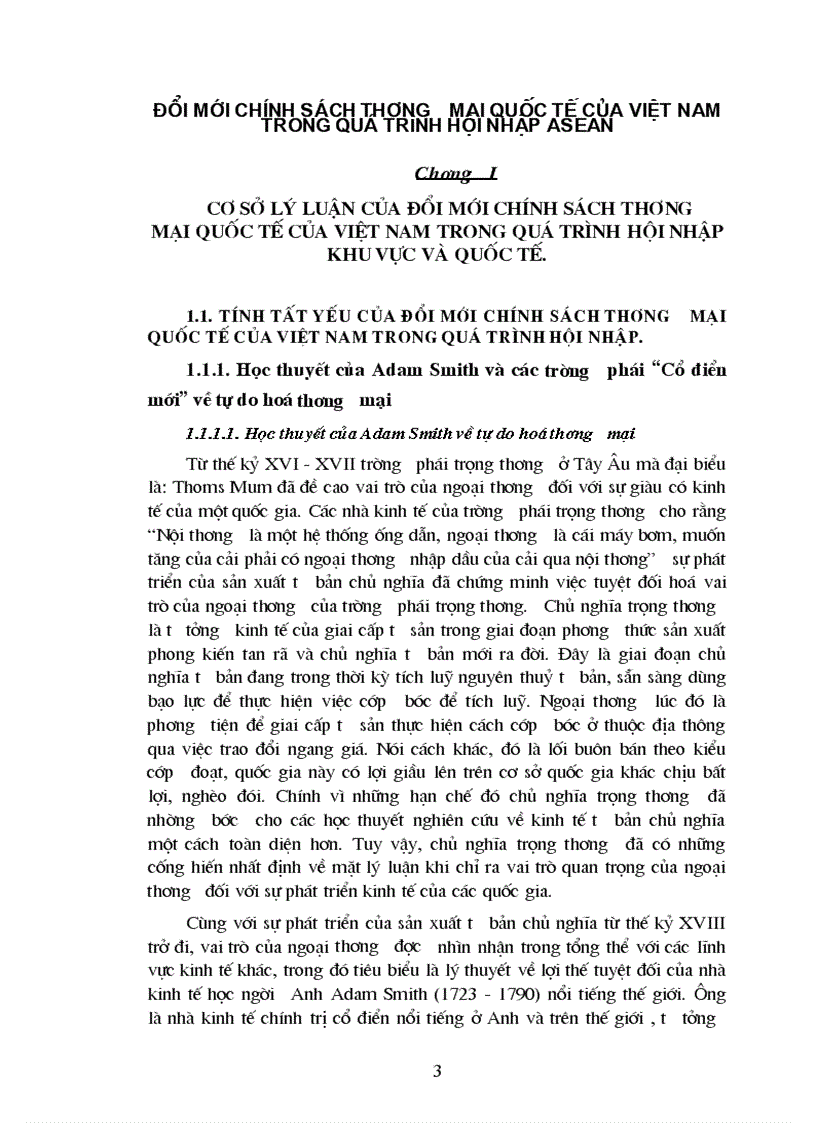 Đổi mới chính sách thương mại quốc tế của việt nam trong quá trình hội nhập asean