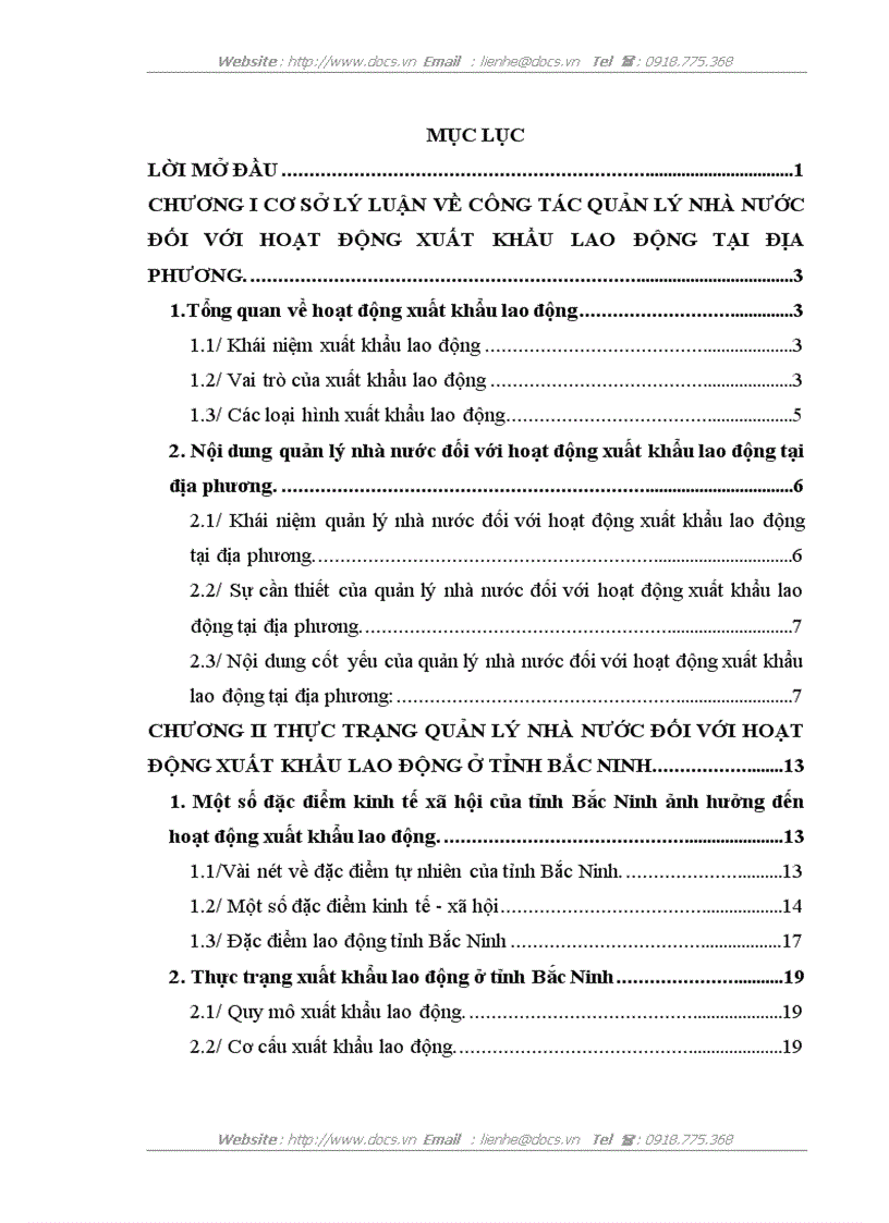 Hoàn thiện quản lý nhà nước đối với hoạt động xuất khẩu lao dộng ở tỉnh Bắc Ninh