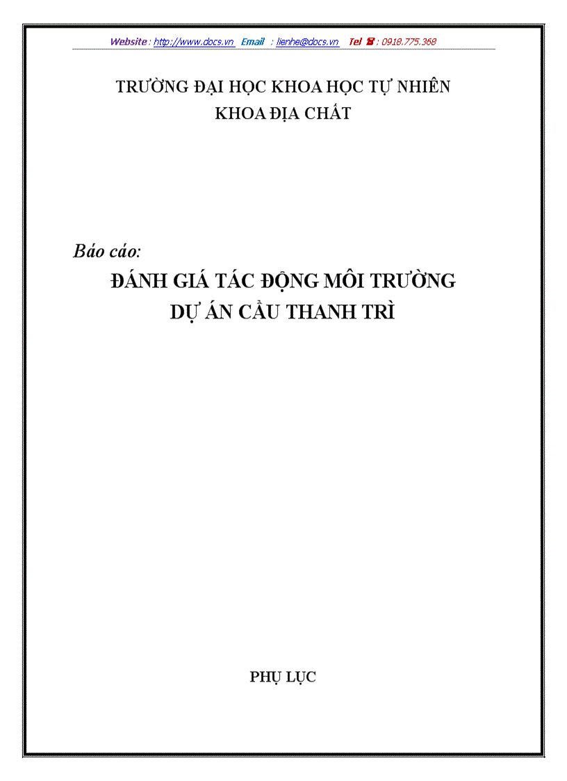 Đánh giá tác động môi trường dự án cầu thanh trè