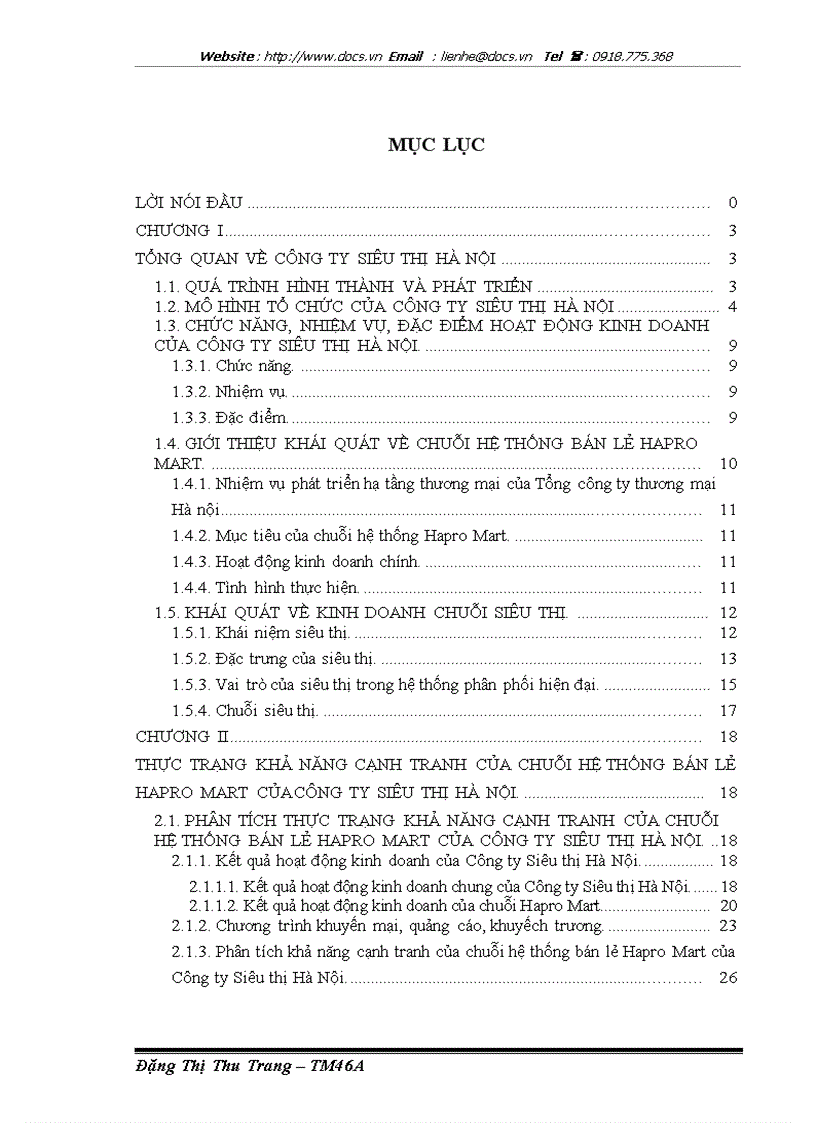 Một số giải pháp nâng cao khả năng cạnh tranh chuỗi hệ thống bán lẻ Hapro Mart trên địa bàn Thủ đô của Công ty Siêu thị Hà Nội