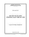 Huyện Ngân Sơn tỉnh Bắc Kạn thế kỷ XIX