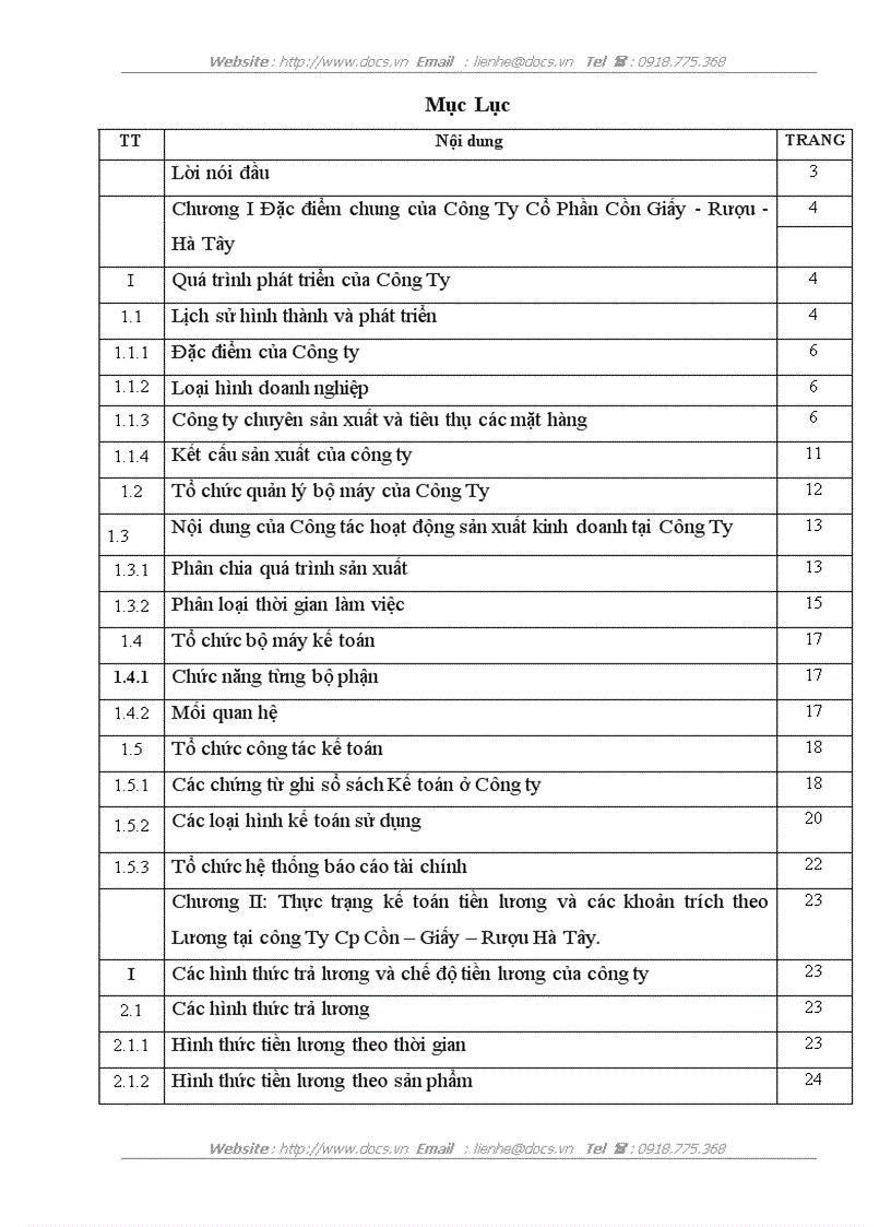 Về Kế toán tiền lương và các khoản trích theo lương ở công ty Cổ phần Cồn Giấy Rượu Hà Tây