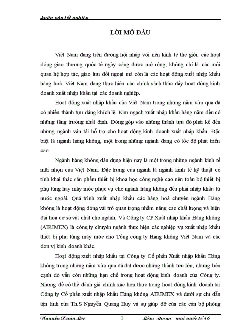 Hoạt động nhập khẩu máy móc thiết bị hàng không tại Công ty Cổ phần Xuất nhập khẩu Hàng không Thực trạng và giải pháp
