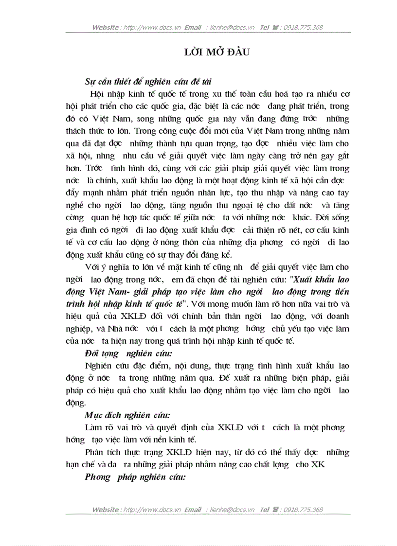 Xuất khẩu lao động Việt Nam giải pháp tạo việc làm cho người lao động trong tiến trình hội nhập kinh tế quốc tế