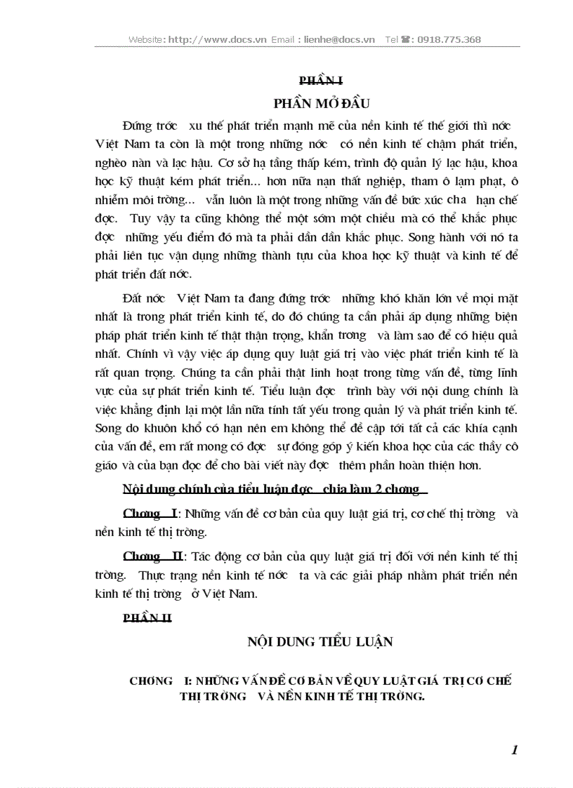 Quy luật giá trị đối với nền KTTT Thực trạng nền kinh tế nước ta các giải pháp nhằm phát triển nền KTTT ở VN