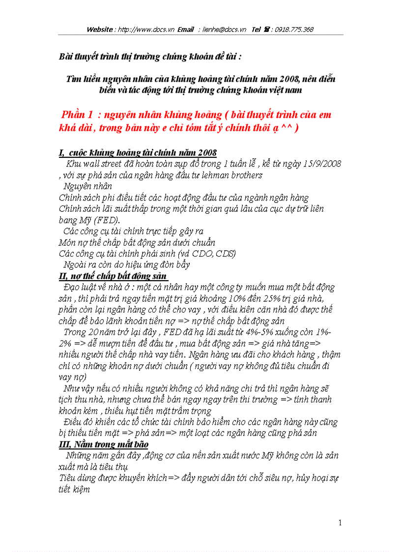 Tìm hiểu nguyên nhân của khủng hoảng tài chính năm 2008 nêu diễn biến và tác động tới thị trường chứng khoán việt nam