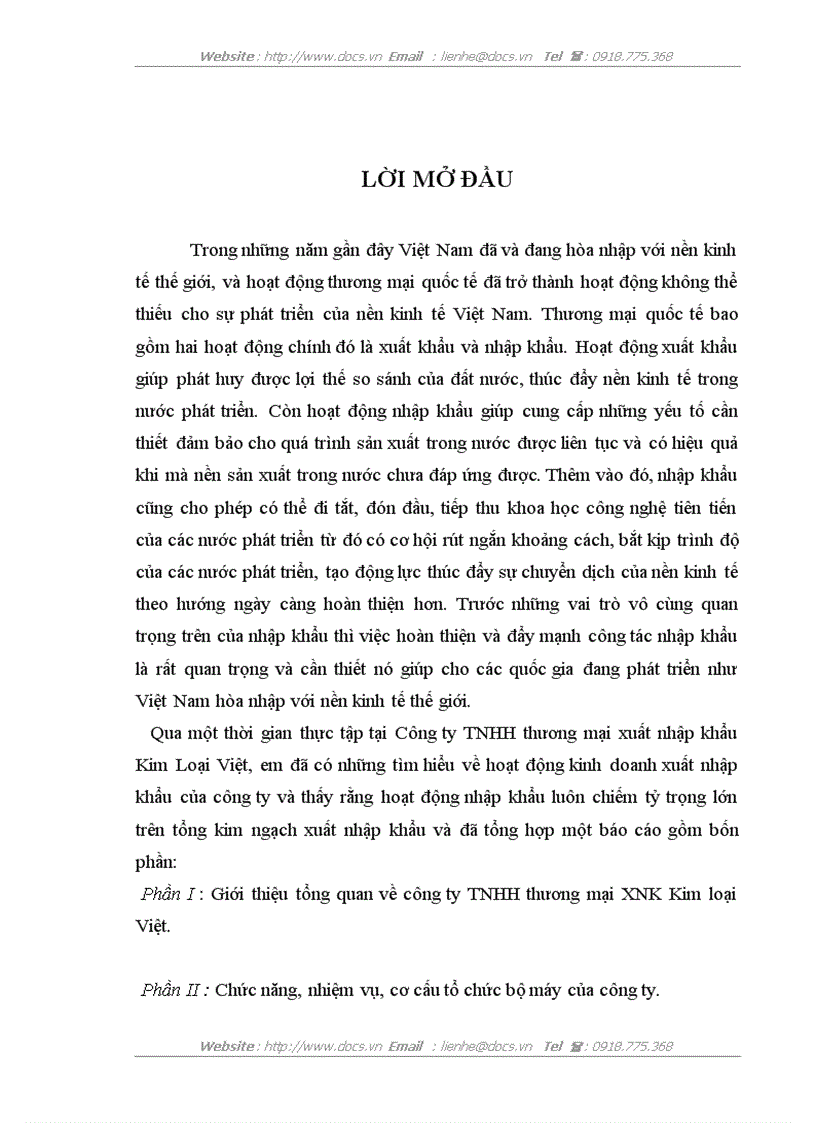 Phương hướng phát triển hoạt động kinh doanh công ty TNHH thương mại XNK Kim loại Việt