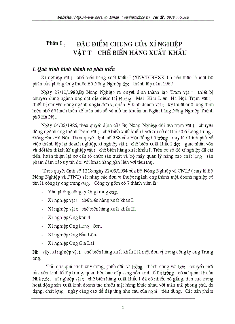 Báo cáo Tại X nghiệp vật tư chế biến hàng XK