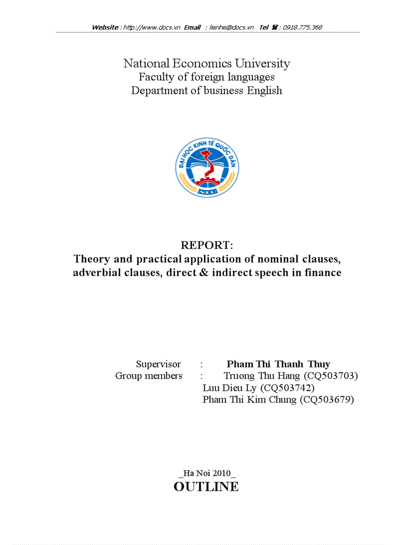 Theory and practical application of nominal clauses adverbial clauses direct indirect speech in finance