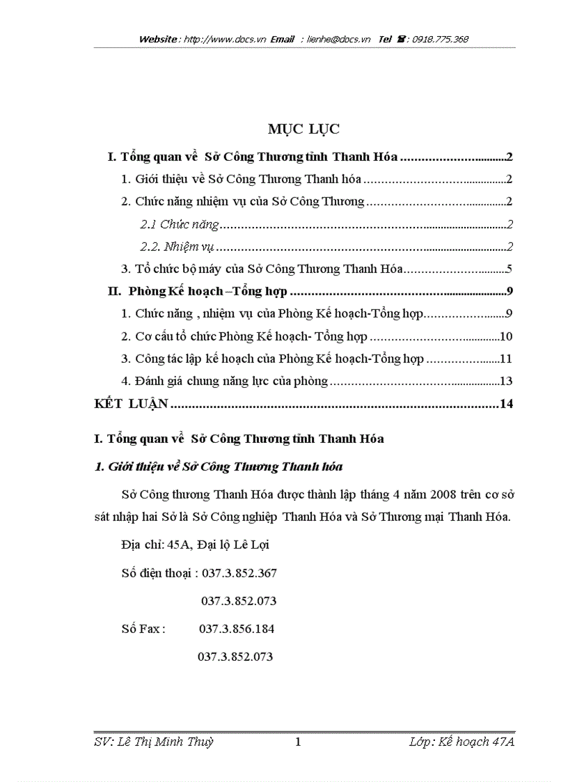 Tại Sở Công Thương Thanh hoá