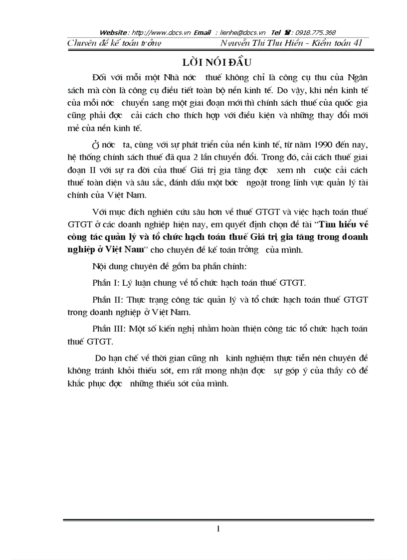 Tìm hiểu về công tác quản lý và tổ chức hạch toán thuế Giá trị gia tăng trong doanh nghiệp ở Việt Nam