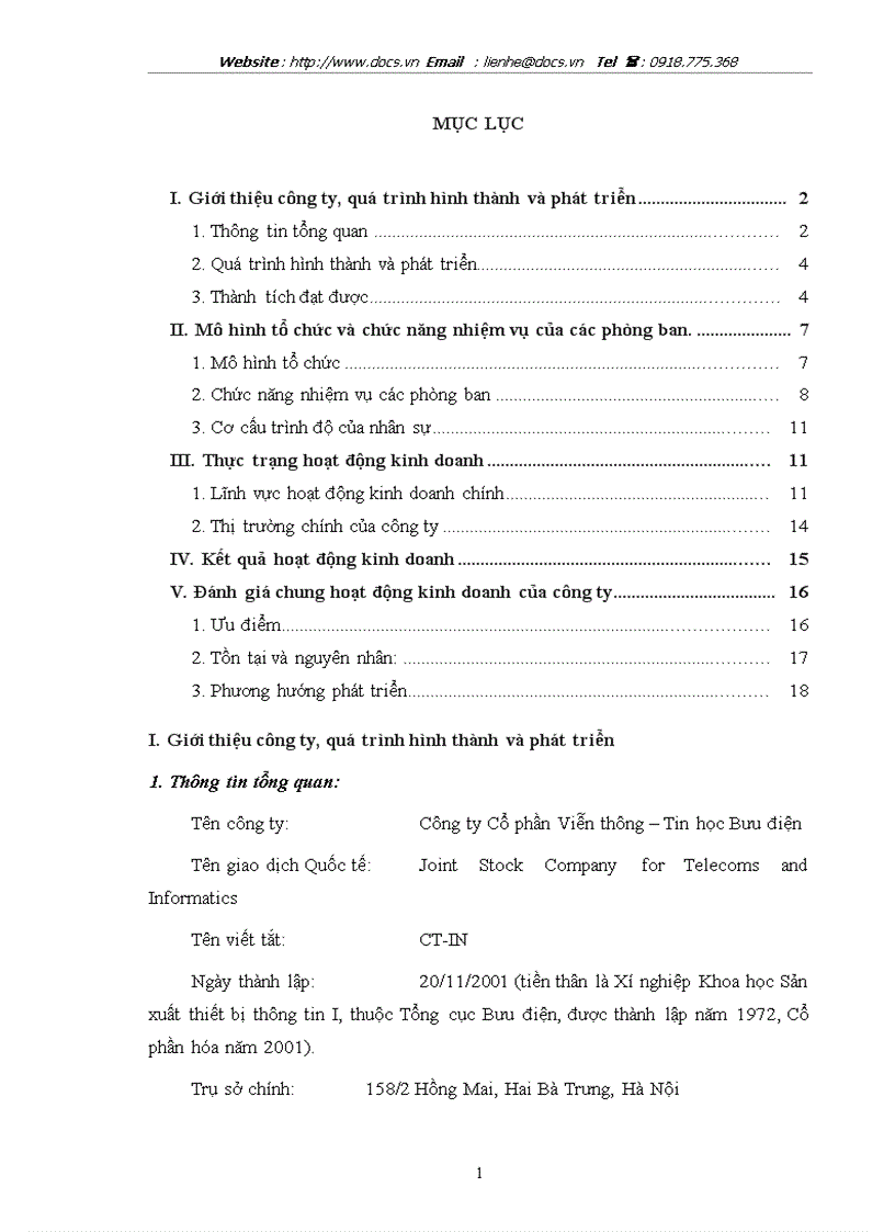 Báo cáo Tại Công ty CP Viễn thông Tin học Bưu điện