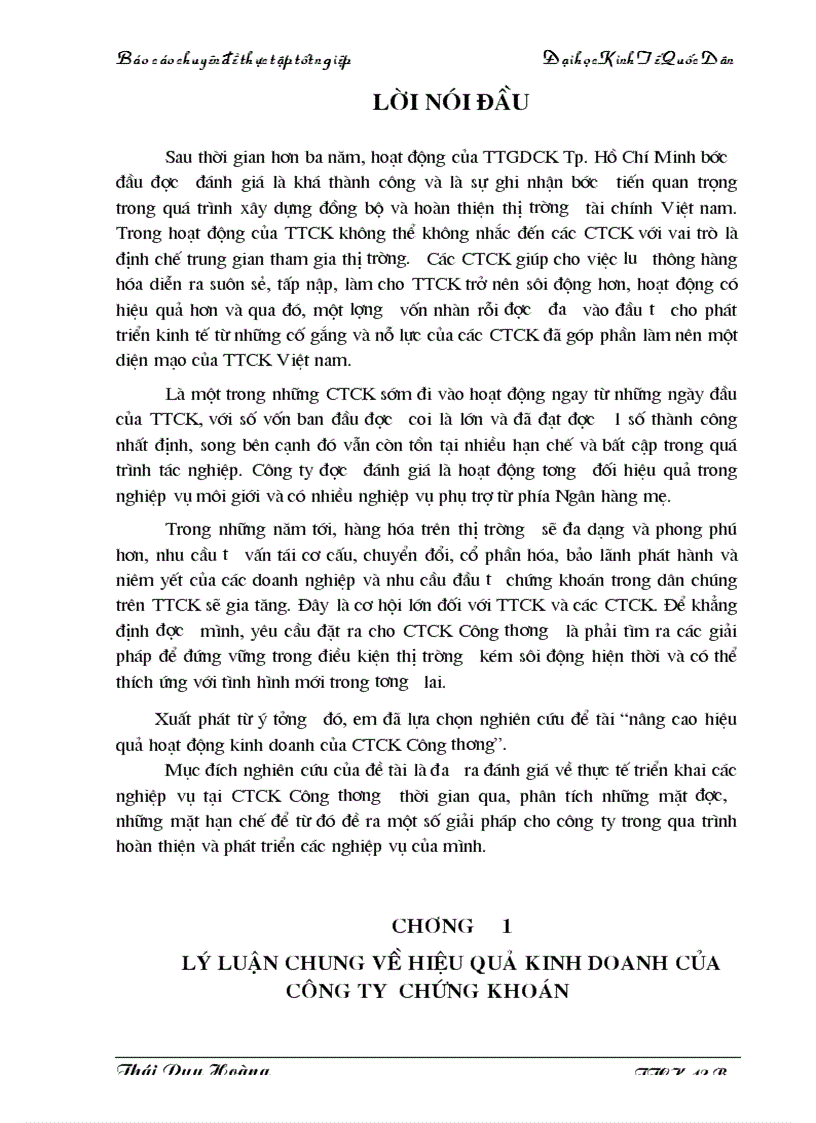 Giải pháp nâng cao hiệu quả hoạt đông kinh doanh của công ty chứng khoán ngân hàng công thương Việt Nam