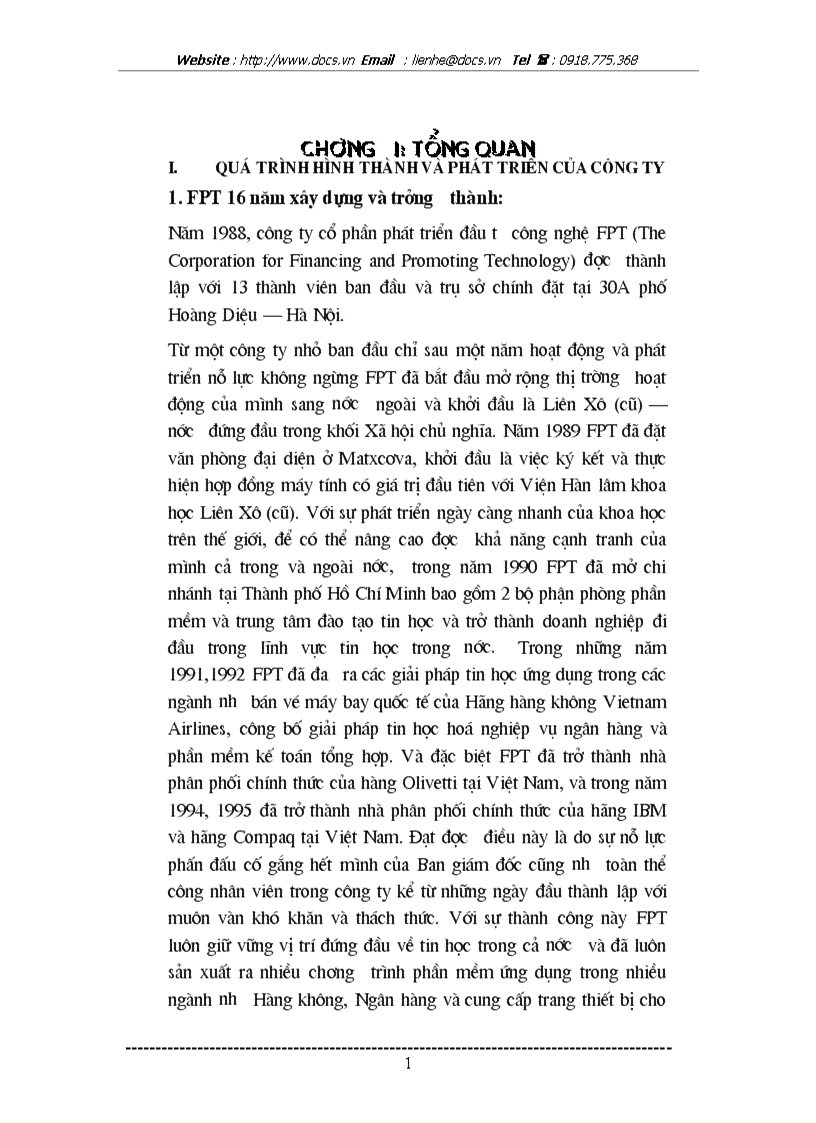 Báo cáo Tại C ty CP phát triển đầu tư công nghệ FPT