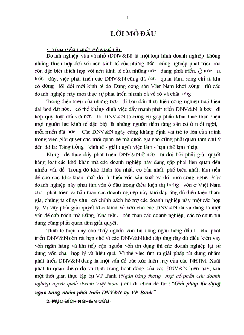 Giải pháp tín dụng ngân hàng nhằm phát triển DNV N tại VP Bank