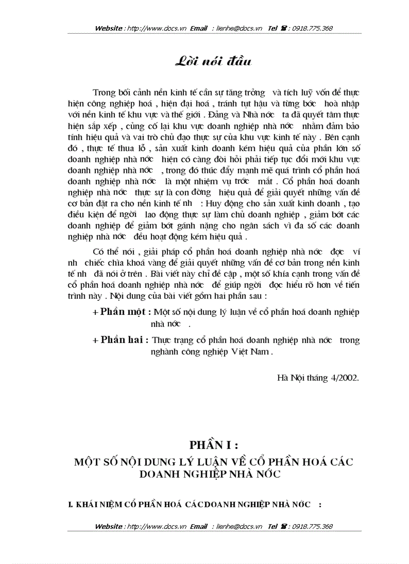 Cổ phần hoá các doanh nghiệp nhà nước