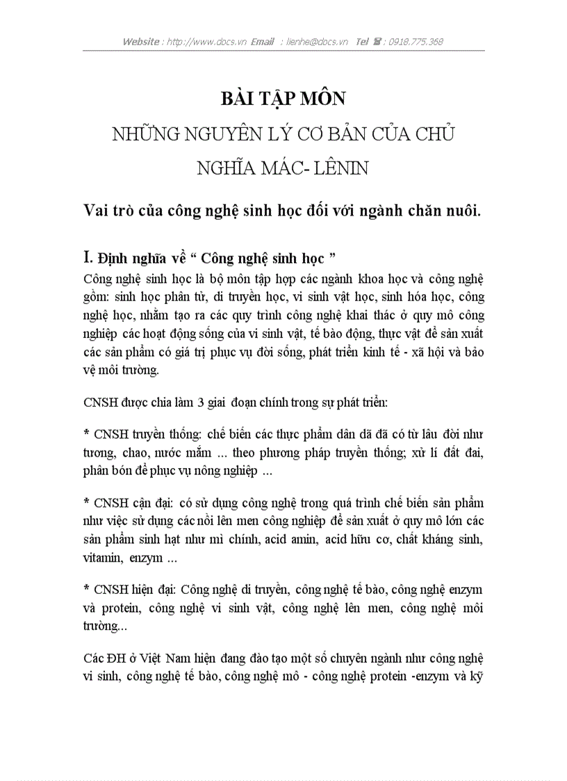 Vai trò của công nghệ sinh học đối với ngành chăn nuôi