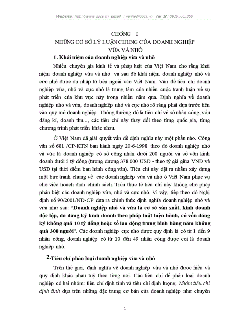 Thực trạng của các Doanh nghiệp vừa và nhỏ tại VN