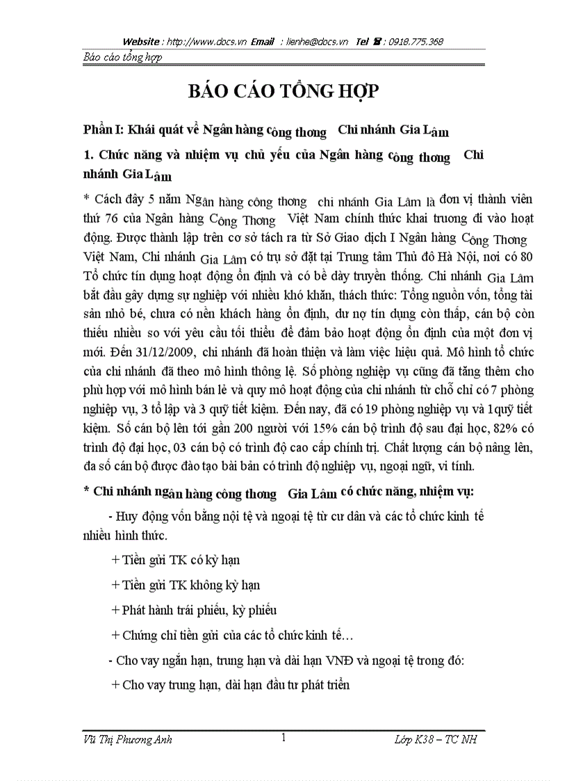 Ngân hàng công thương Chi nhánh Gia Lâm