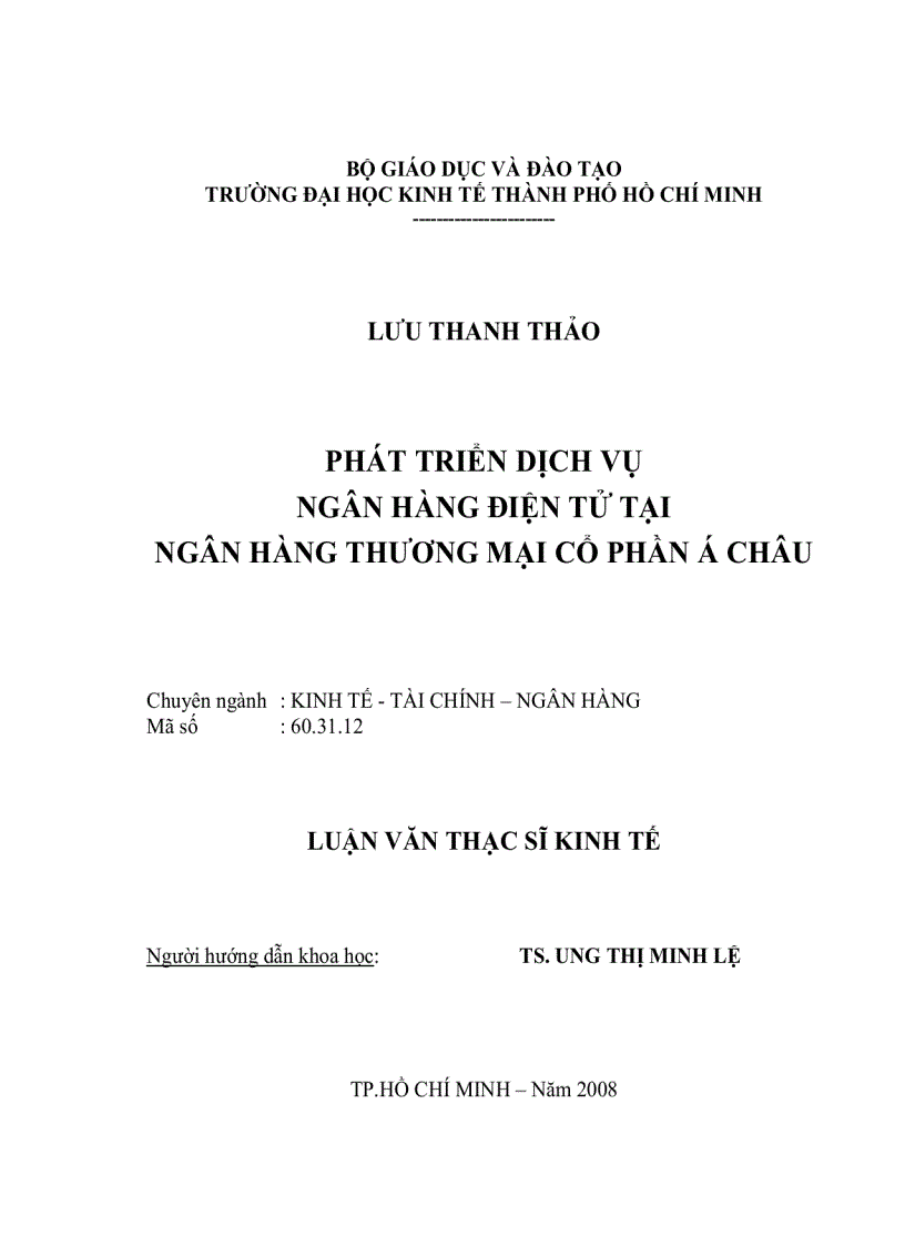 Phát triển dịch vụ ngân hàng điện tử tại NHTMCP Á Châu