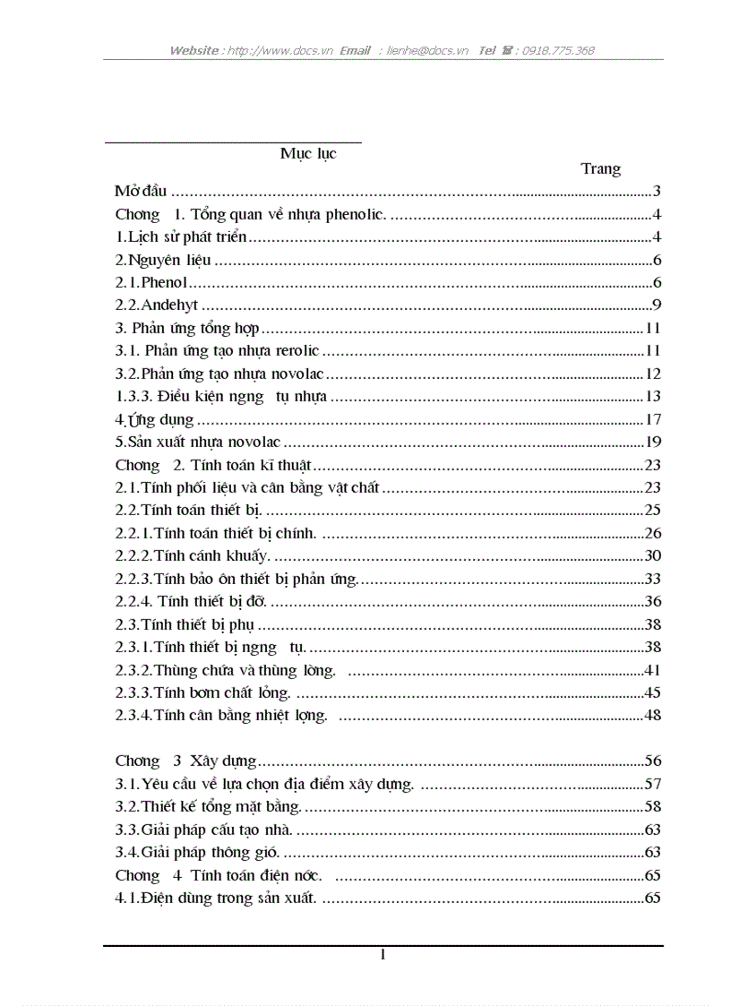 Thiết kế dõy chuyền sản xuất nhựa phenolfomandehit dạng novolac theo phương phỏp giỏn đoạn với năng suất 300 tấn năm