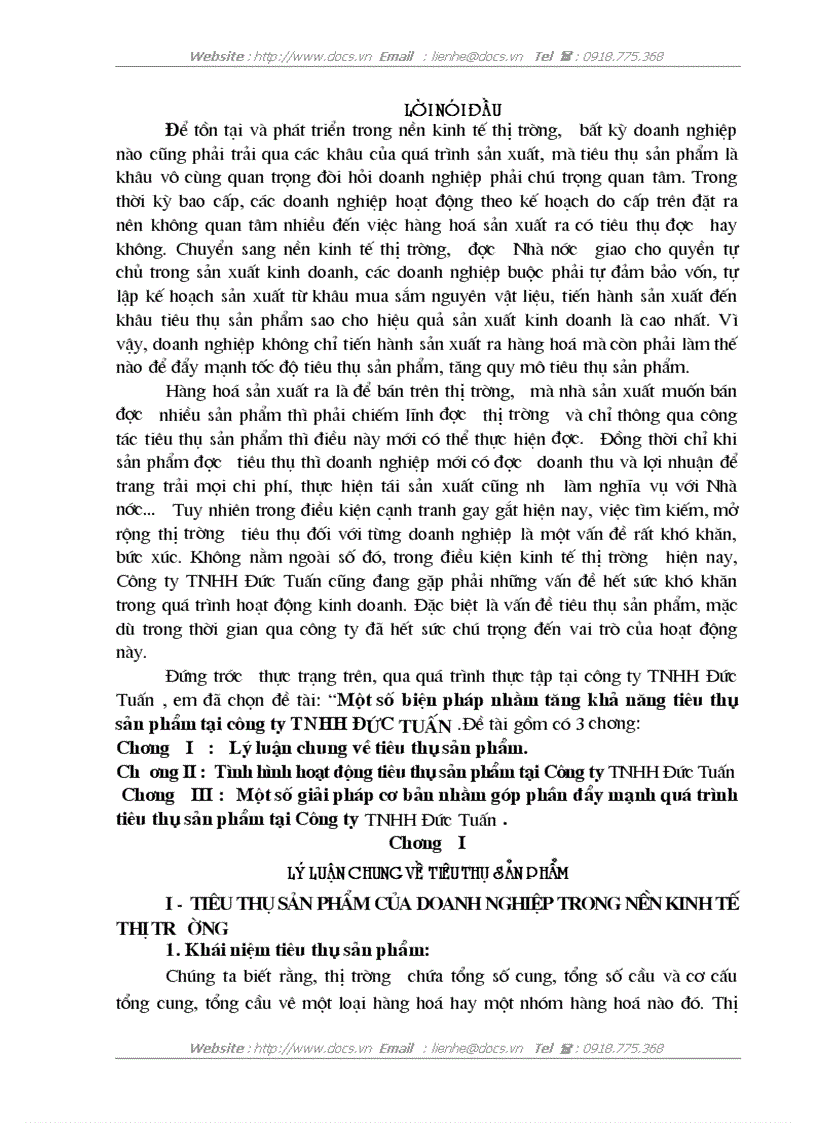 Một số biện pháp nhằm tăng khả năng tiêu thụ sản phẩm tại công ty tnhh đức tuấn