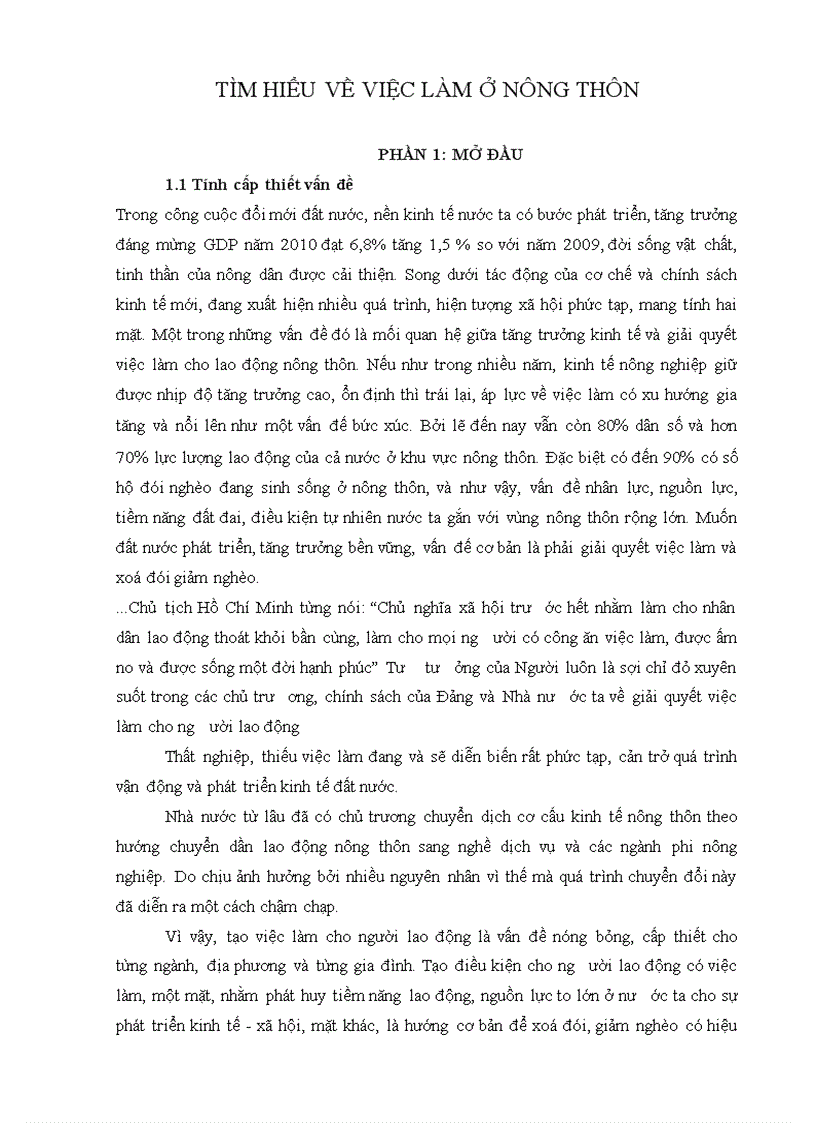 Tìm hiểu về việc làm ở nông thôn