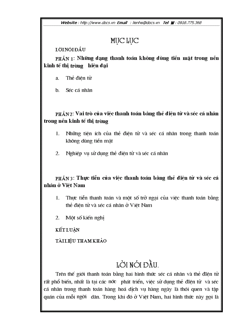 Vai trò của thanh toán bằng thẻ đIện tử và séc cá nhân trong nền kinh tế và thực tế ở Việt Nam