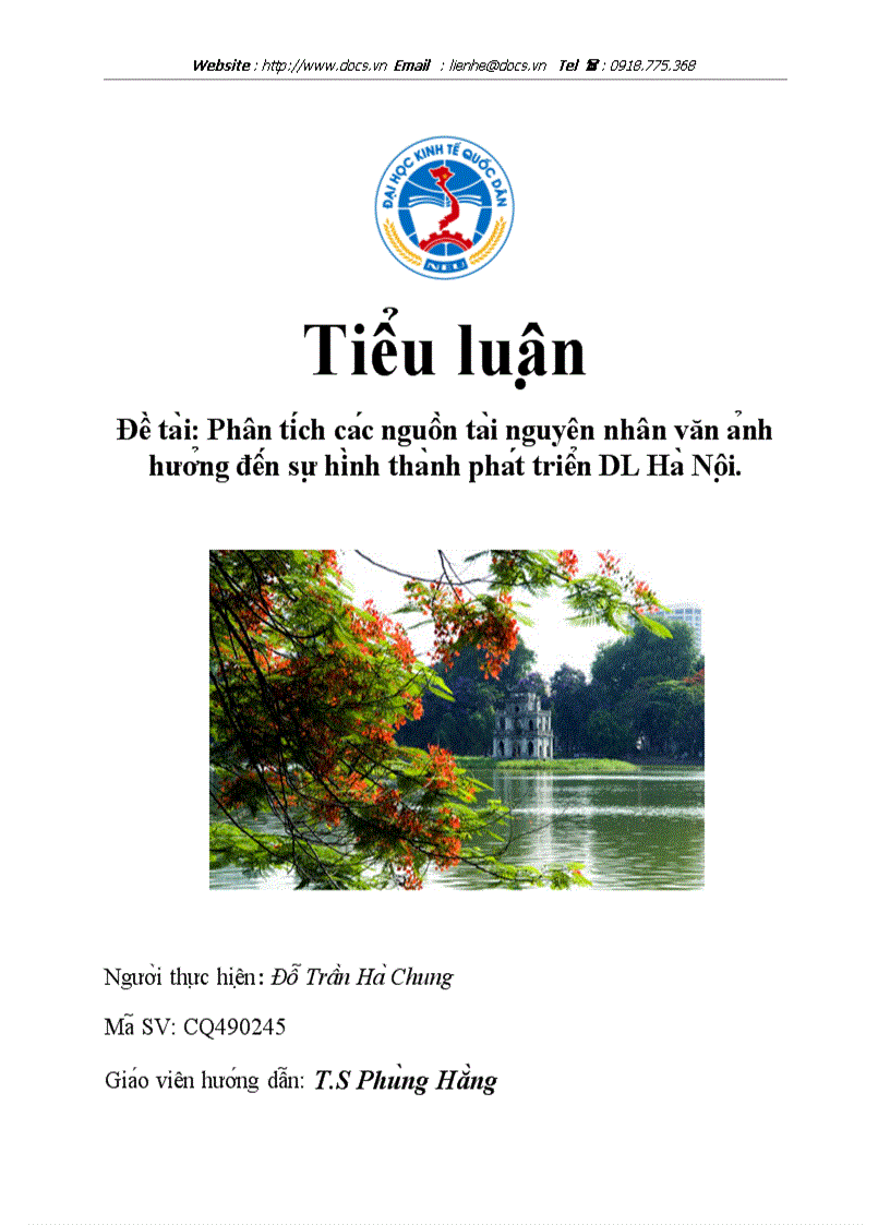 Phân ti ch ca c nguồn ta i nguyên nhân văn ảnh hưởng đến sự hi nh tha nh pha t triển du lịch Hà Nội