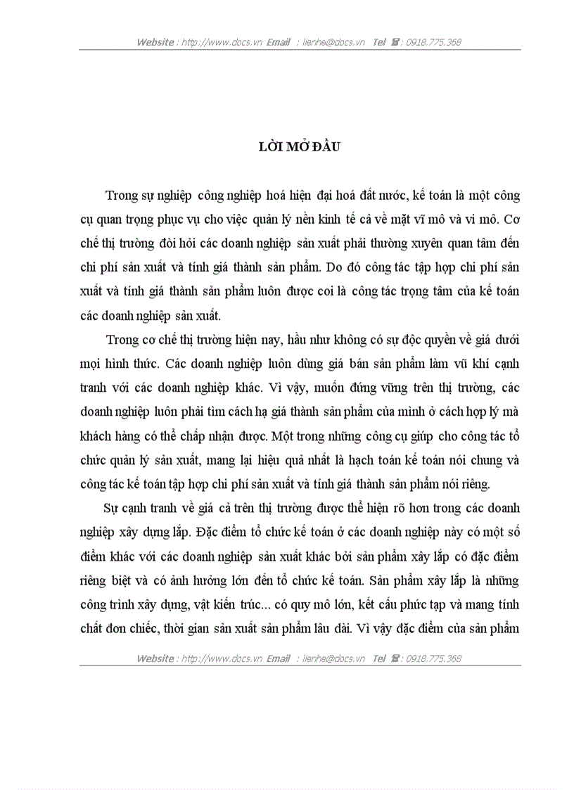 Kế toán chi phí và tính giá thành sản phẩm