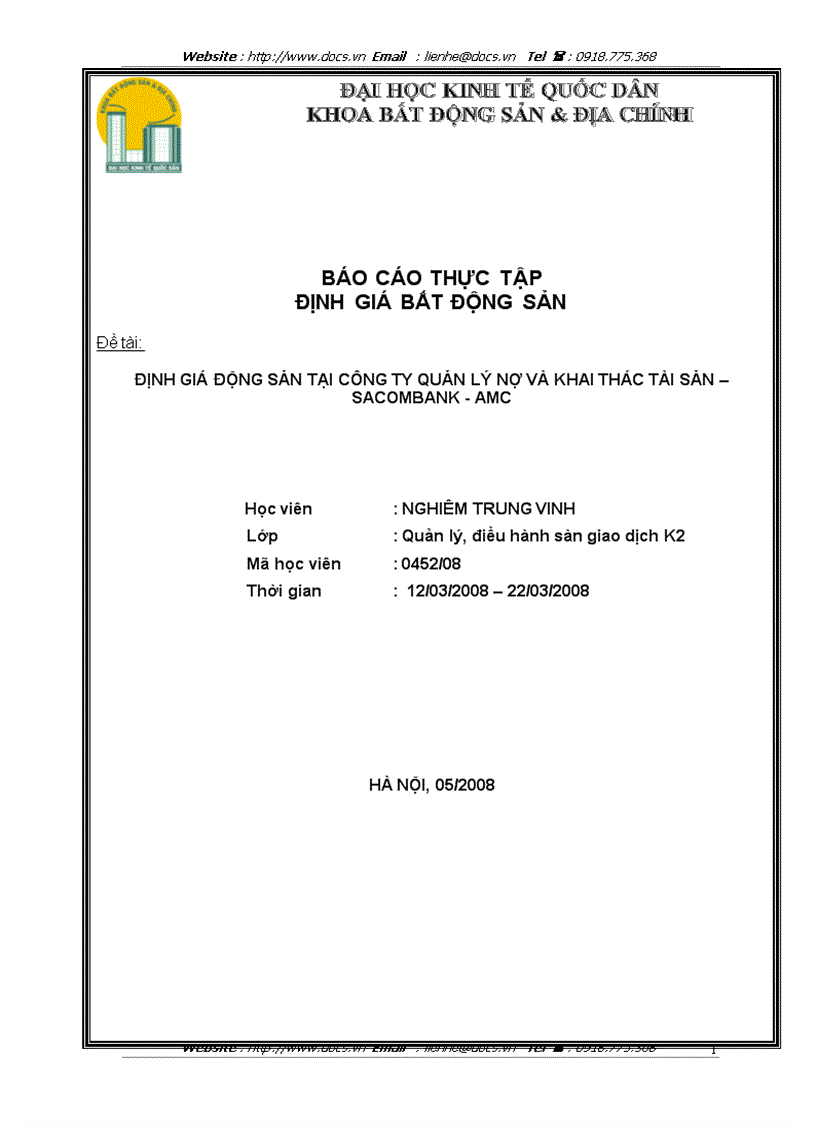 Định giá động sản tại Công ty quản lý nợ và khai thác tài sản ngân hàng NHTMCP Sài Gòn Thương Tín SacomBank AMC