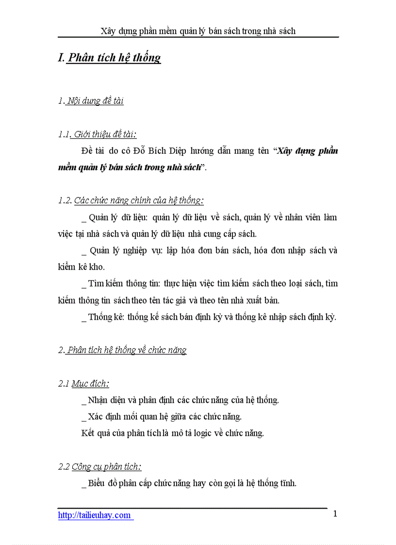 Xây dựng phần mềm quản lý bán sách trong nhà sách