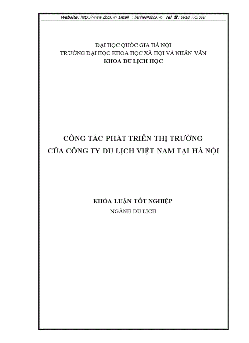 Công tác phát triển thị trường của công ty du lịch việt nam tại hà nội
