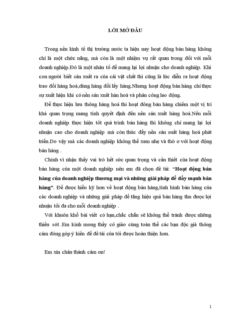 Hoạt động bán hàng của doanh nghiệp thương mại và những giải pháp đểđẩy mạnh bán hàng