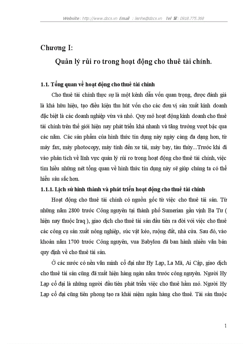 Thực trạng quản lý rủi ro trong hoạt động cho thuê tài chính tại C ty cho thuê tài chính ngânhàng NHĐT PT BIDV Việt Nam