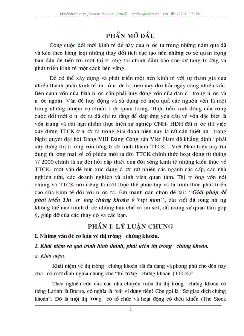 Giải pháp để phát triển Thị trường chứng khoán ở Việt nam
