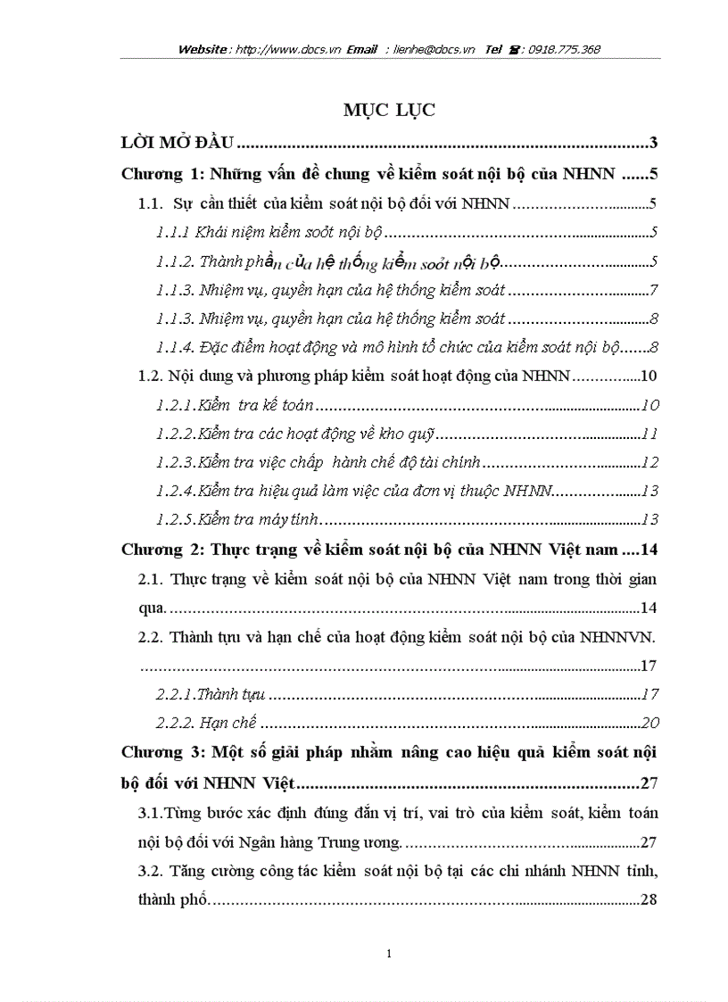 Một số vấn đề trong kiểm soát nội bộ của Ngân hàng nhà nước Việt Nam