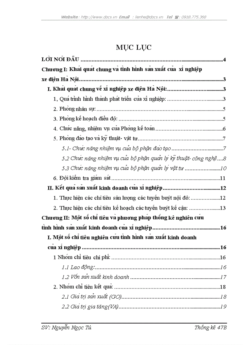 Nghiên cư u thô ng kê ti nh hi nh sa n xuâ t kinh doanh ta i Xi nghiê p xe điê n Ha Nô i qua ba năm 2006 2008