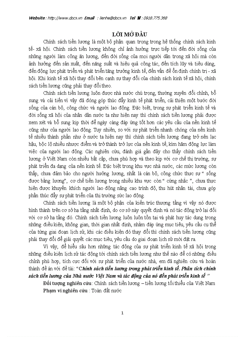 Chính sách tiền lương trong phát triển kinh tế Phân tích chính sách tiền lương của Nhà nước Việt Nam và tác động của nó đến phát triển kinh tế