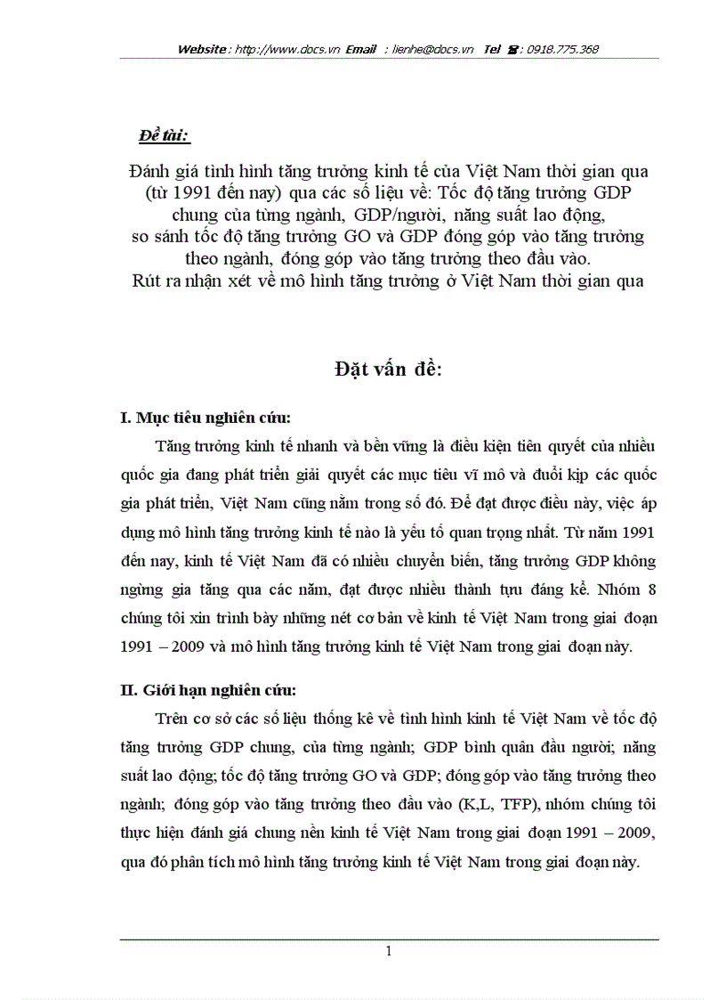 Đánh giá tình hình tăng trưởng kinh tế của Việt Nam thời gian qua từ 1991 đến nay qua các số liệu về Tốc độ tăng trưởng GDP chung của từng ngành G