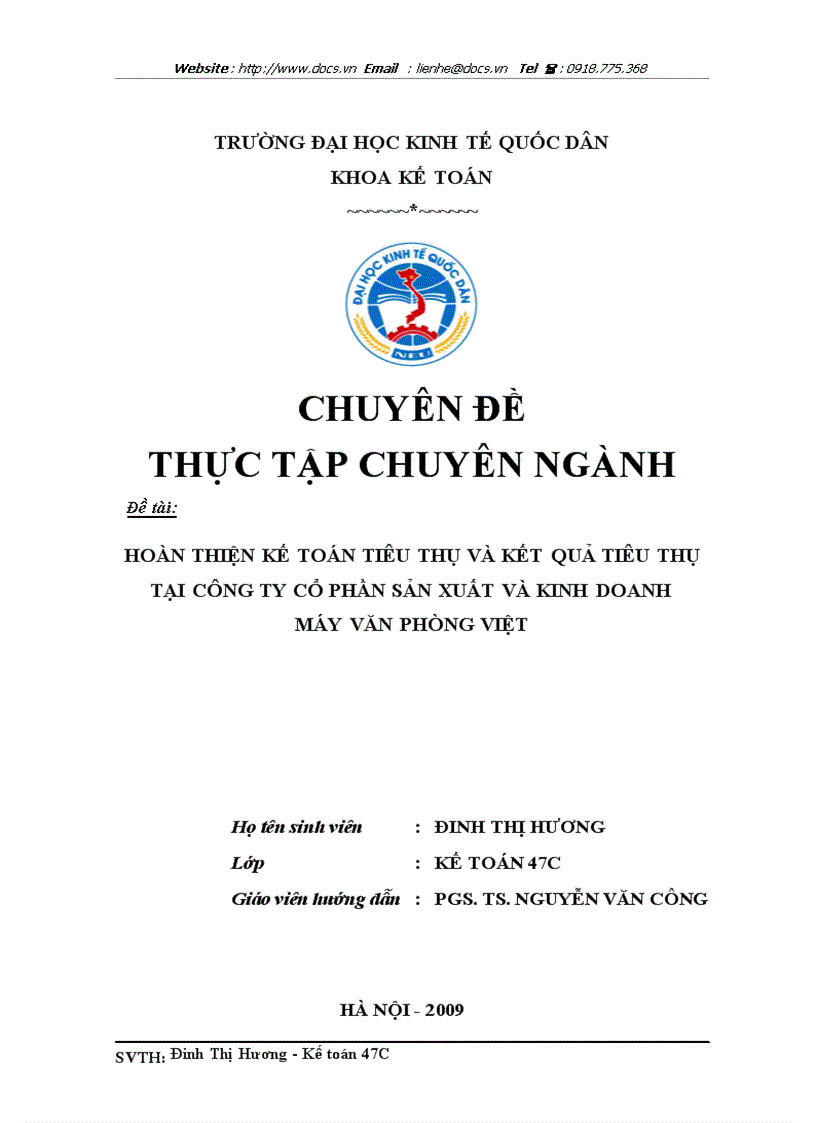 Hoàn thiện kế toán tiêu thụ và kết quả tiêu thụ tại công ty cổ phần sản xuất và kinh doanh máy văn phòng việt