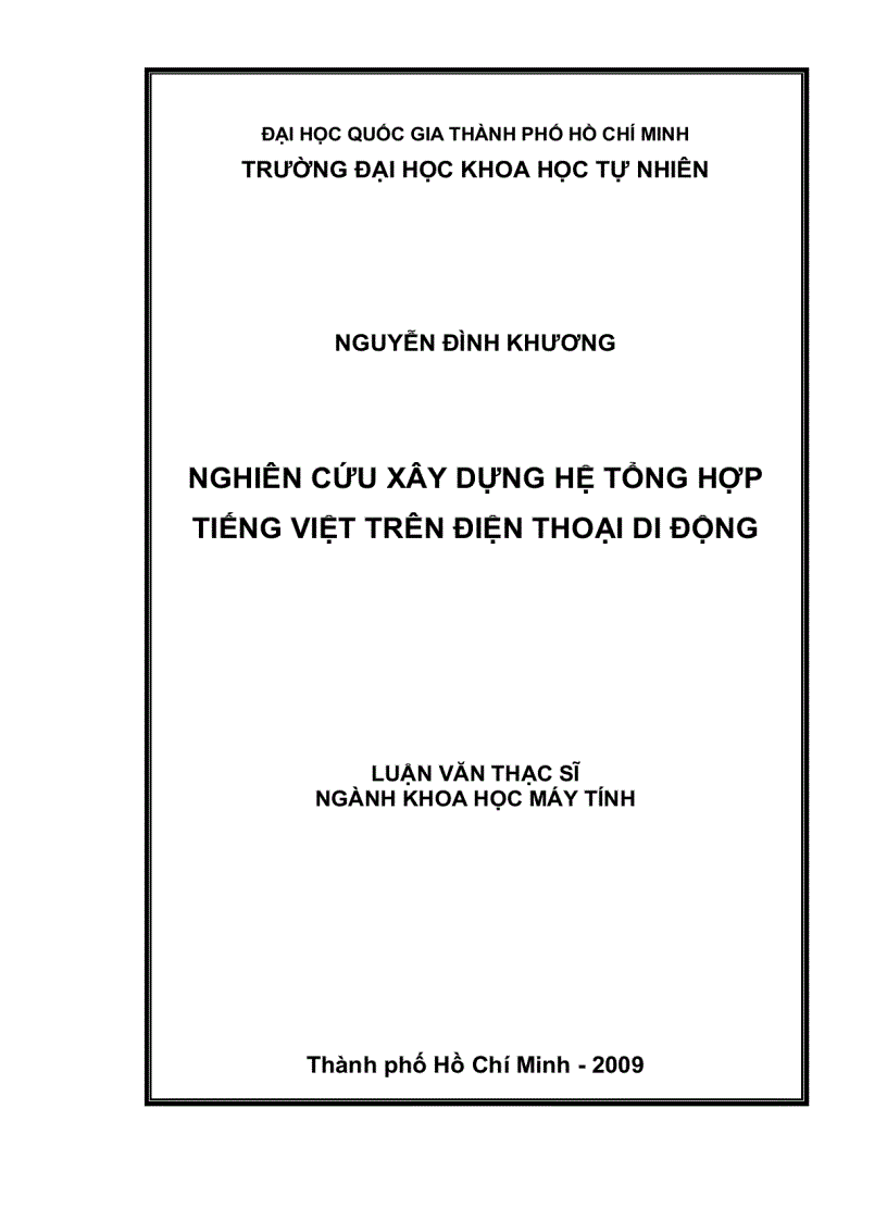 Nghiên cứu xây dựng hệ tổng hợp tiếng việt trên điện thoại di động