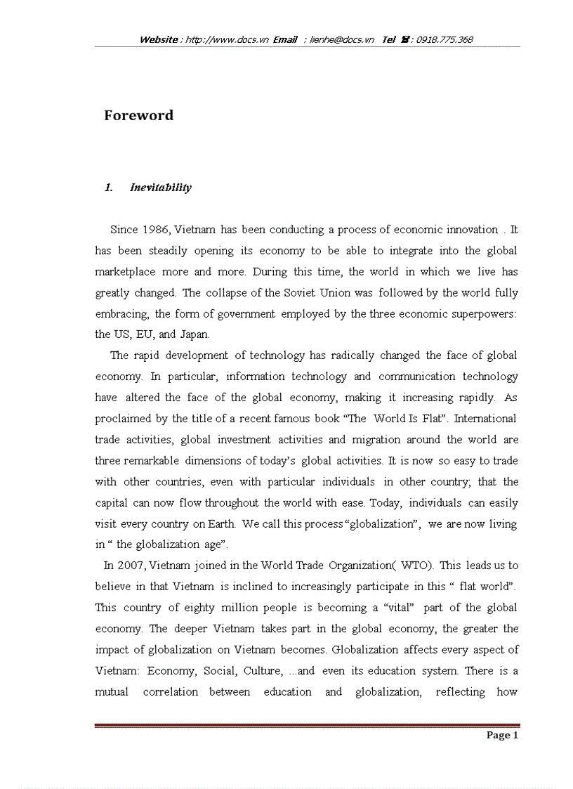 Globalization and its effects on the development of educational service in Vietnam lt Eng gt