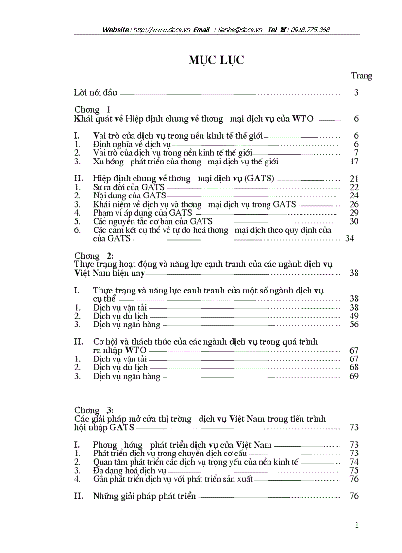 Hiệp định chung về thương mại dịch vụ của WTO và các giải pháp mở cửa thị trường dịch vụ Việt Nam trong điều kiện gia nhập WTO