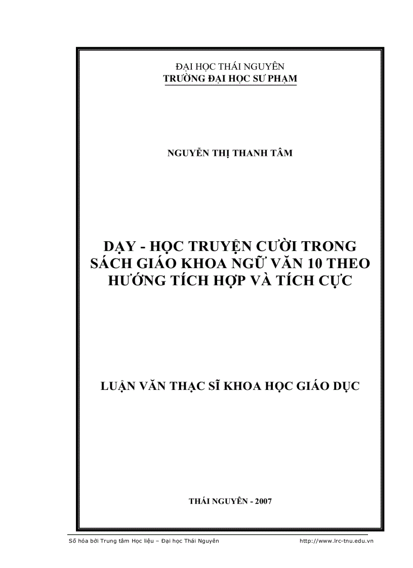 Dạy học truyện cười trong sách giáo khoa ngữ Văn 10 theo hướng tích hợp và tích cực