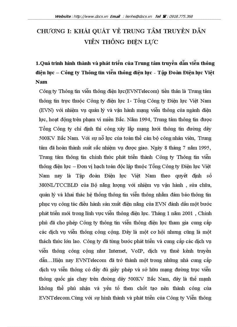 Tại Trung tâm truyền dẫn viễn thông điện lực Công ty Thông tin viễn thông điện lực Tập Đoàn Điện lực Việt Nam