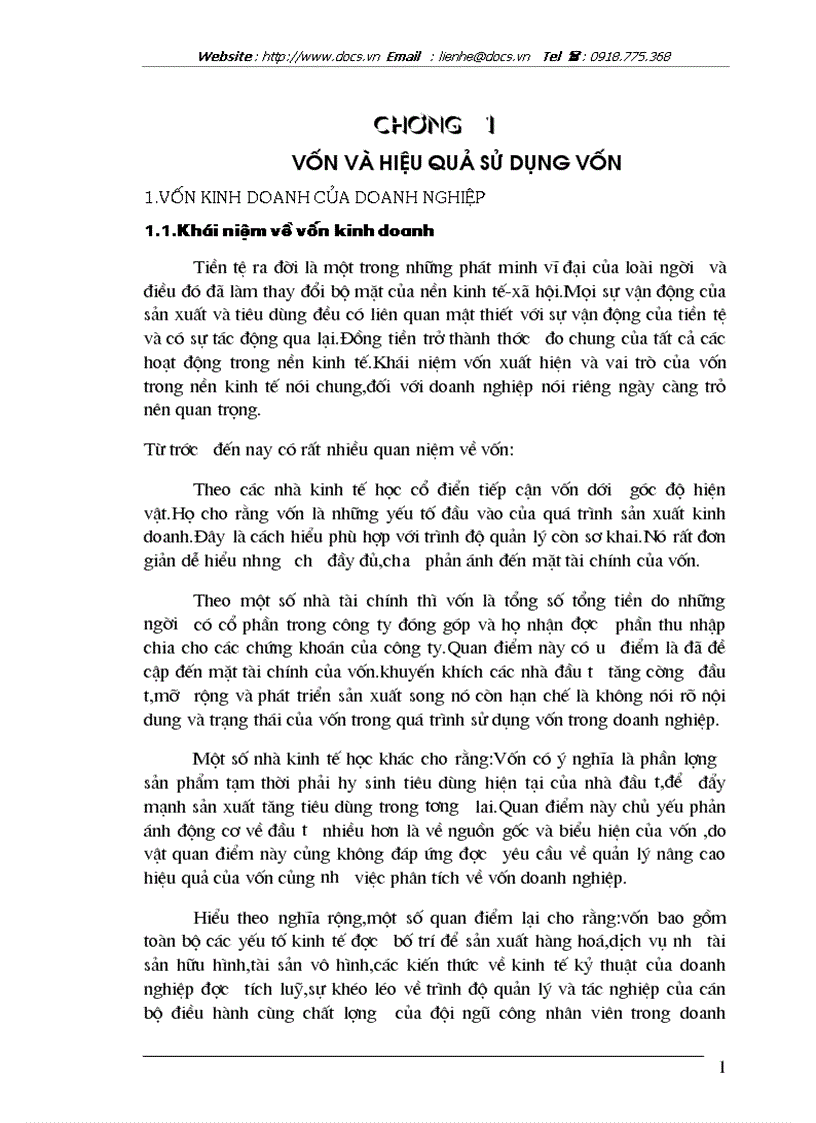 Vốn và hiệu quả sử dụng vốn
