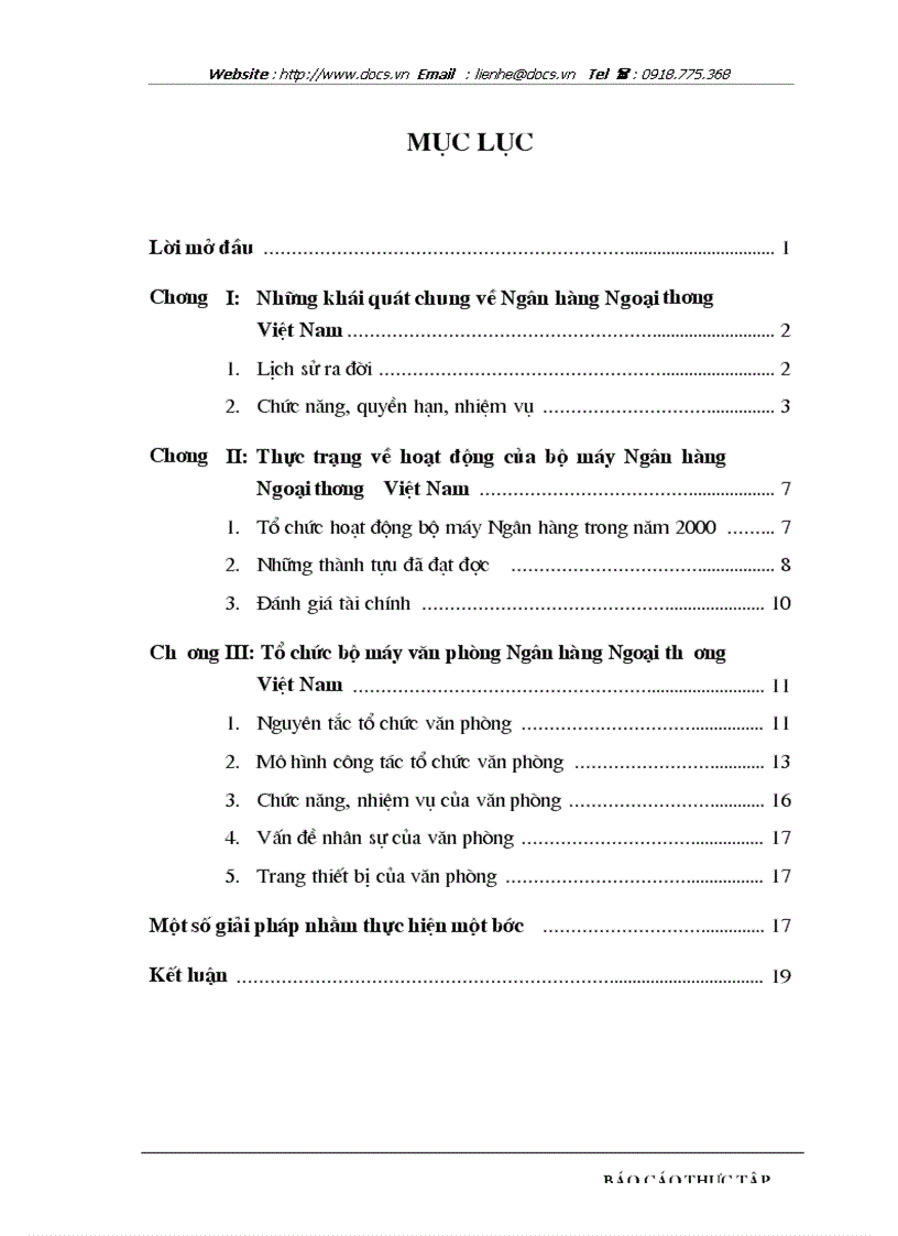 Hoàn thiện một bước hệ thống tổ chức bộ máy văn phòng của Ngân hàng Ngoại thương Việt Nam