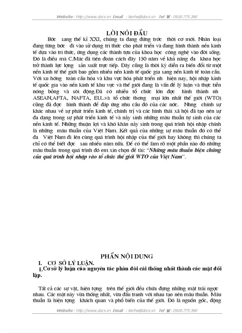 Những mâu thuẫn biện chứng của quá trình hội nhập vào tổ chức thế giới WTO của Việt Nam